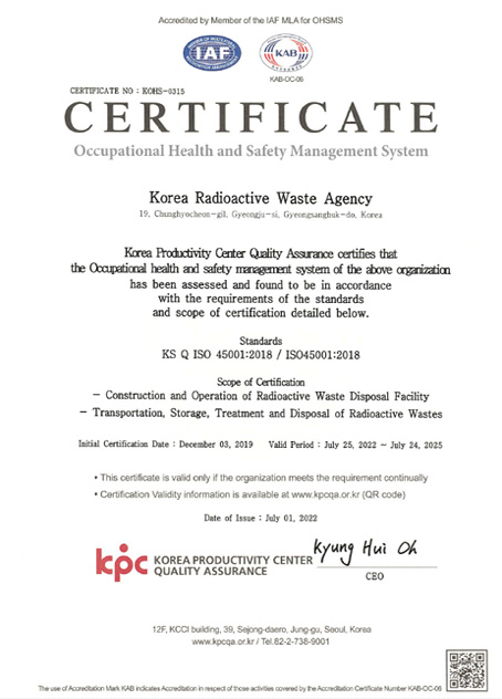 CERTIFICATE Occupational Health and Safety Management System