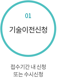 01 기술이전신청 : 접수기간 내 신청 또는 수시신청