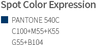 Spot Color Expression PANTONE 540C, C100+M55+K55, G55+B104